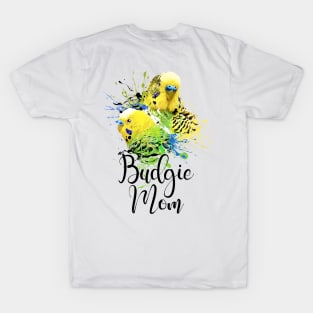 Color Splatter Budgie Parrot Mom White T-Shirt